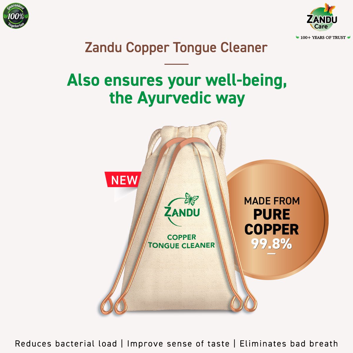 Zandu Copper Tongue Cleaner