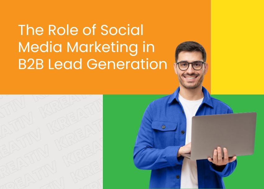 B2B social media marketing concept showing a professional using a laptop to represent lead generation strategies